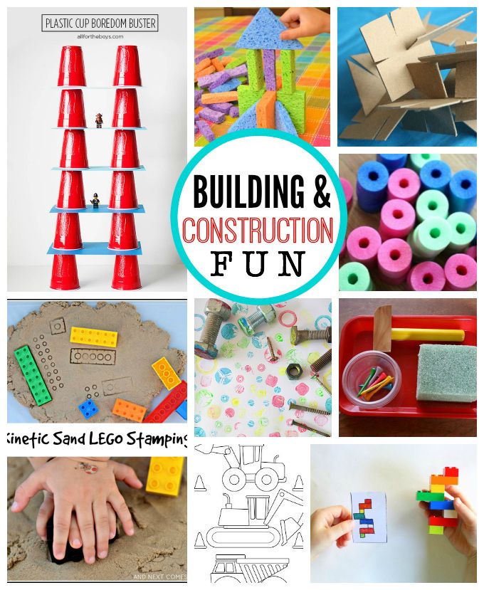 a collage of construction activities and crafts for kids