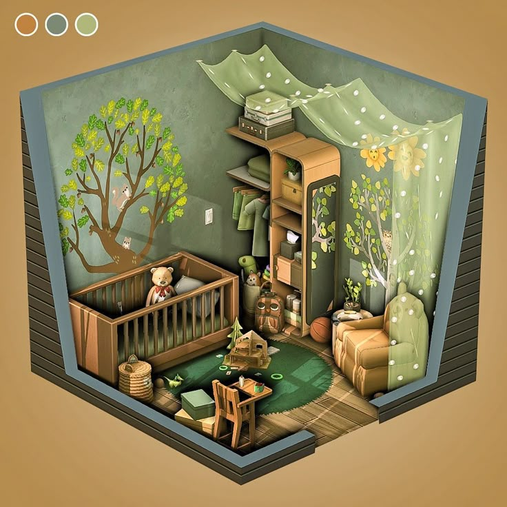 an image of a baby's room in the shape of a house