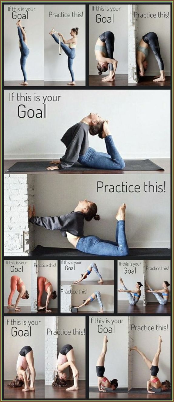 a woman doing yoga poses with her hands in the air