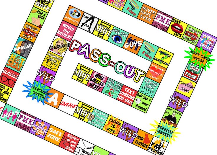 a colorful board game with words and pictures on the front, in different colors that spell out