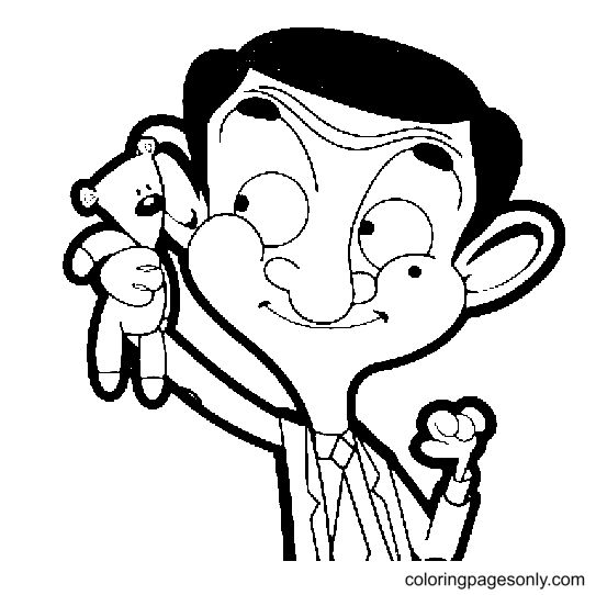 a black and white drawing of a man holding a teddy bear