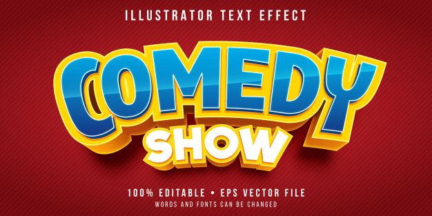 the logo for an animated show called'comedy show,'with blue and yellow letters