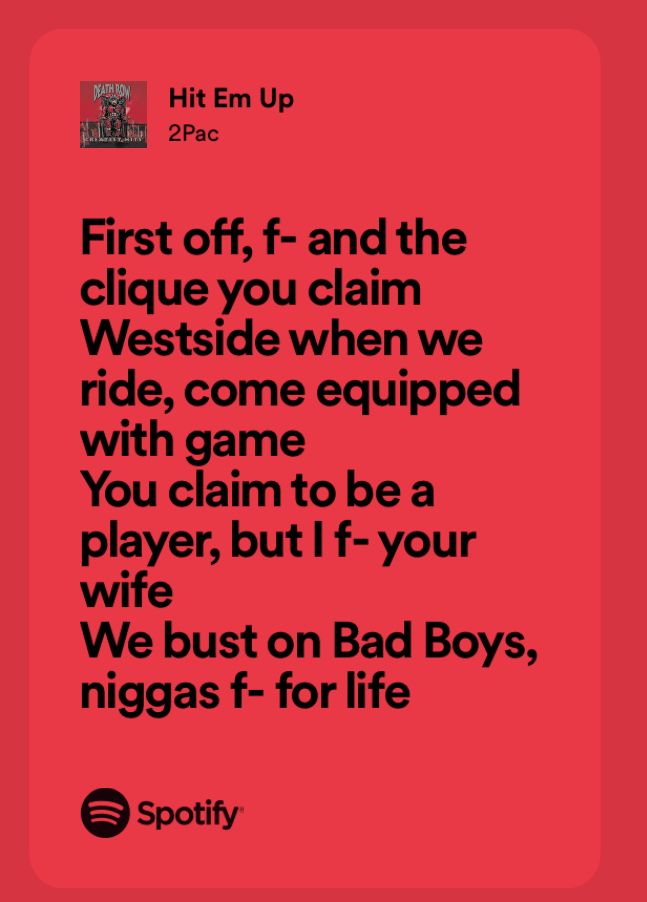 a red background with the words first off, f - and the plague you claim westside when we ride, come equipped with game you claim to be a player, but if