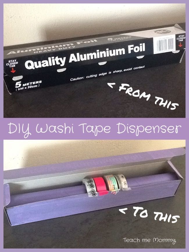 two boxes with different types of tape in them and one has the word, diy wash tape dispenser