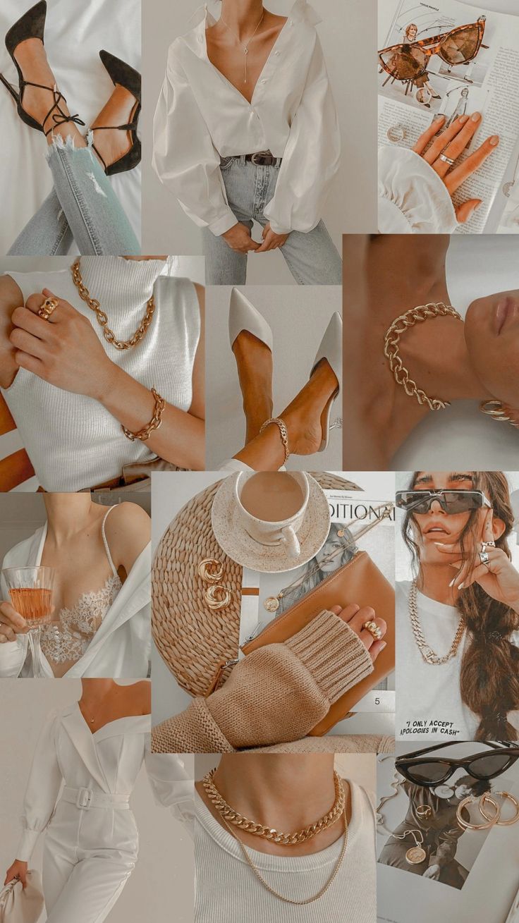 a collage of photos showing different outfits and accessories