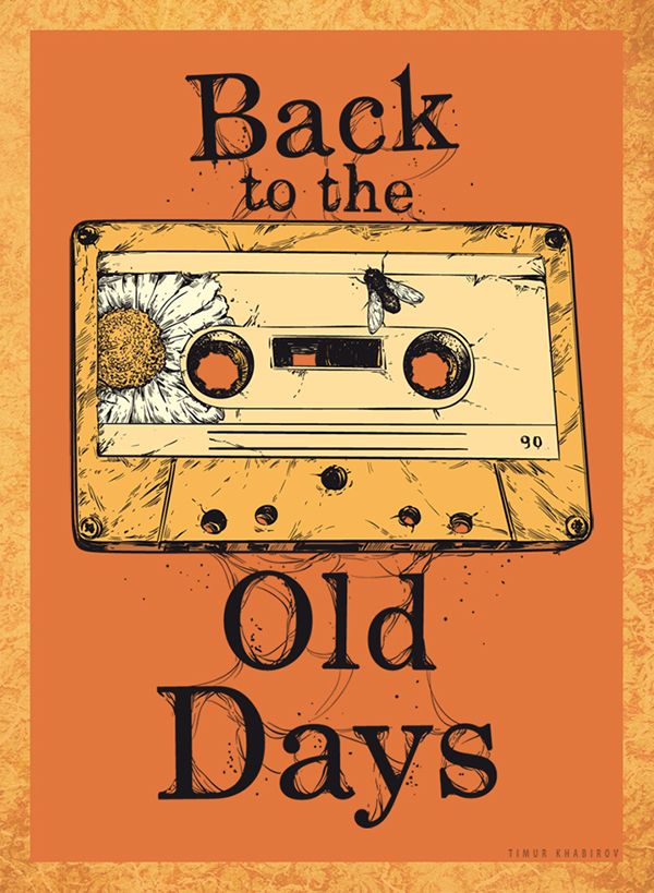 the back to the old days poster with an audio cassette and sunflower on it