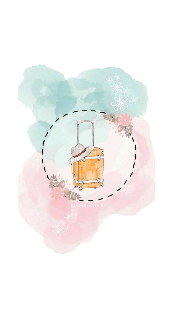 an orange suitcase sitting on top of a pink and blue cloud filled with snowflakes