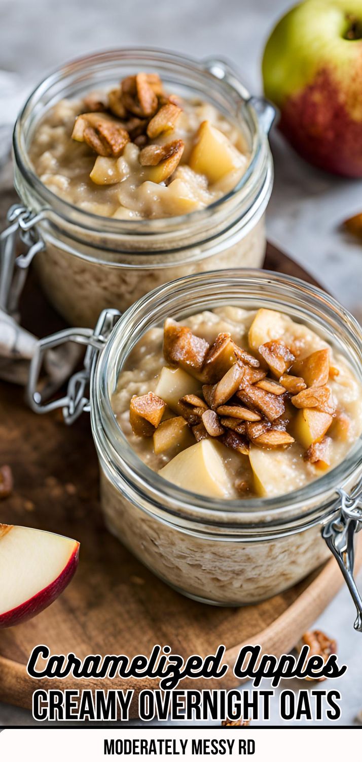 two jars filled with oatmeal sitting on top of a wooden cutting board