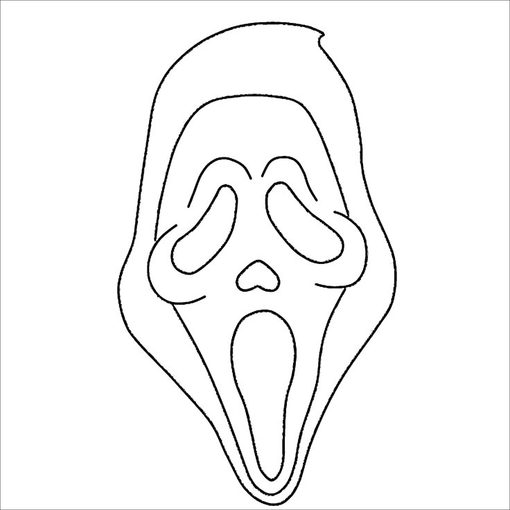 a black and white drawing of a scream mask