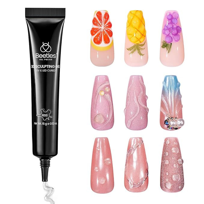 Beetles Sculpting Gel 3D Gel Nail Art Design 3 in 1 Clear No Wipe Gel Nail Polish Rhinestone Nail Charm Glue for Nail Art Adhesive Resin Gems Diamond Jewelry Decoration Diy Manicured at Home 3d Gel Nail Art, Resin Gems, Manicure Glue, 3d Sculpting, Nail Charm, Gel Nail Art Designs, Magic Mirror, Gem Diamonds, Nail Salons