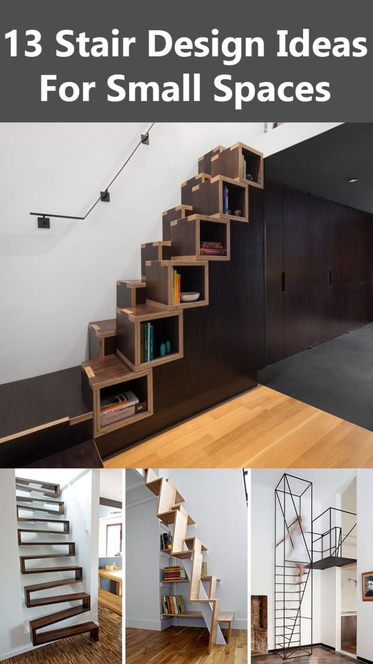 some stairs and bookshelves in a room