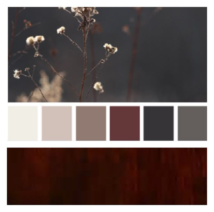 the color scheme is red, brown and gray with white flowers in it's center