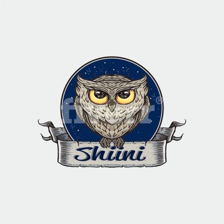 an owl with the name shui on it