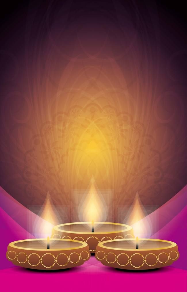 three lit candles in front of a purple background