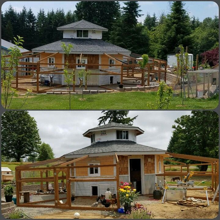 two pictures of the outside of a house with wood sidings and an open porch