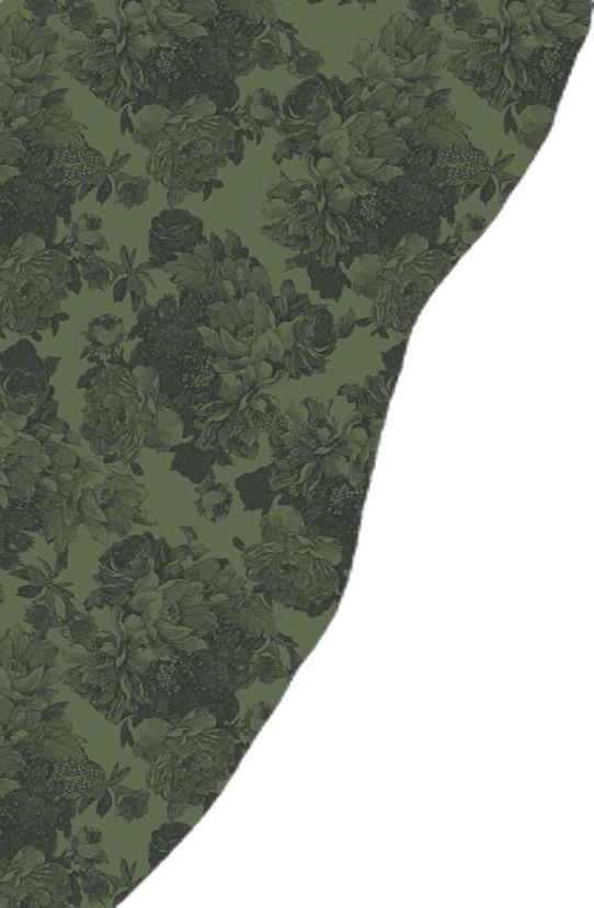 'Barbara Ann' Wallpaper by Wallshoppe - Army Green Green And Brown Wallpaper, Dark Floral Wallpaper, Barbara Ann, Scrapbook Printing, Fun Wallpaper, Brown Wallpaper, Collage Illustration, Eco Friendly Paper, Paper Material