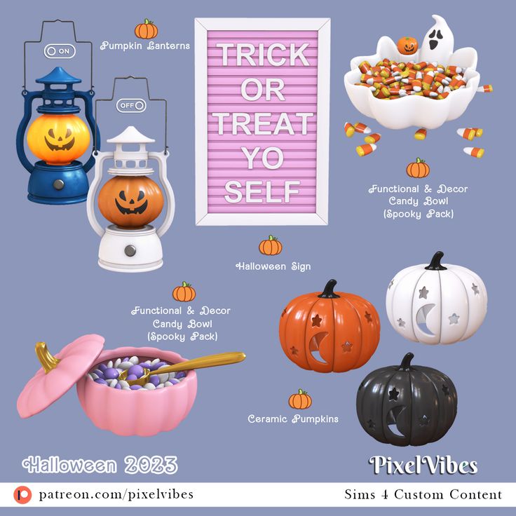 halloween treats and trick or treat yo selfs are shown in this image, with the words trick or treat yo selfs above them