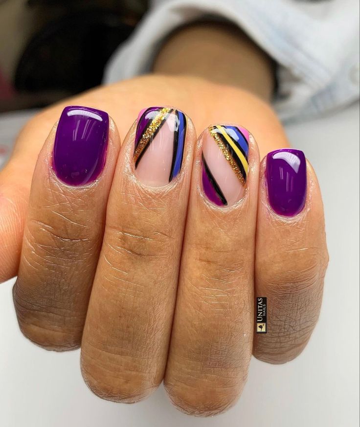 Fall Gel Manicure Ideas, Fall Gel Manicure, Nail Designs For Black Women, Nail Designs On Natural Nails, Designs On Natural Nails, Nails For Black Women, Fall Purple, Purple Nail Designs, Stylish Nails Designs