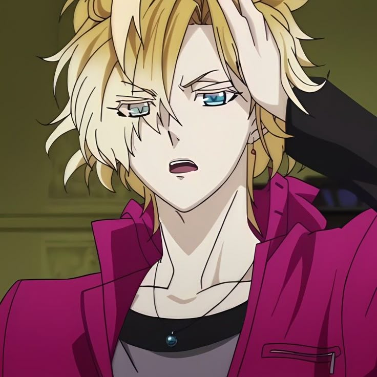 an anime character with blonde hair and blue eyes