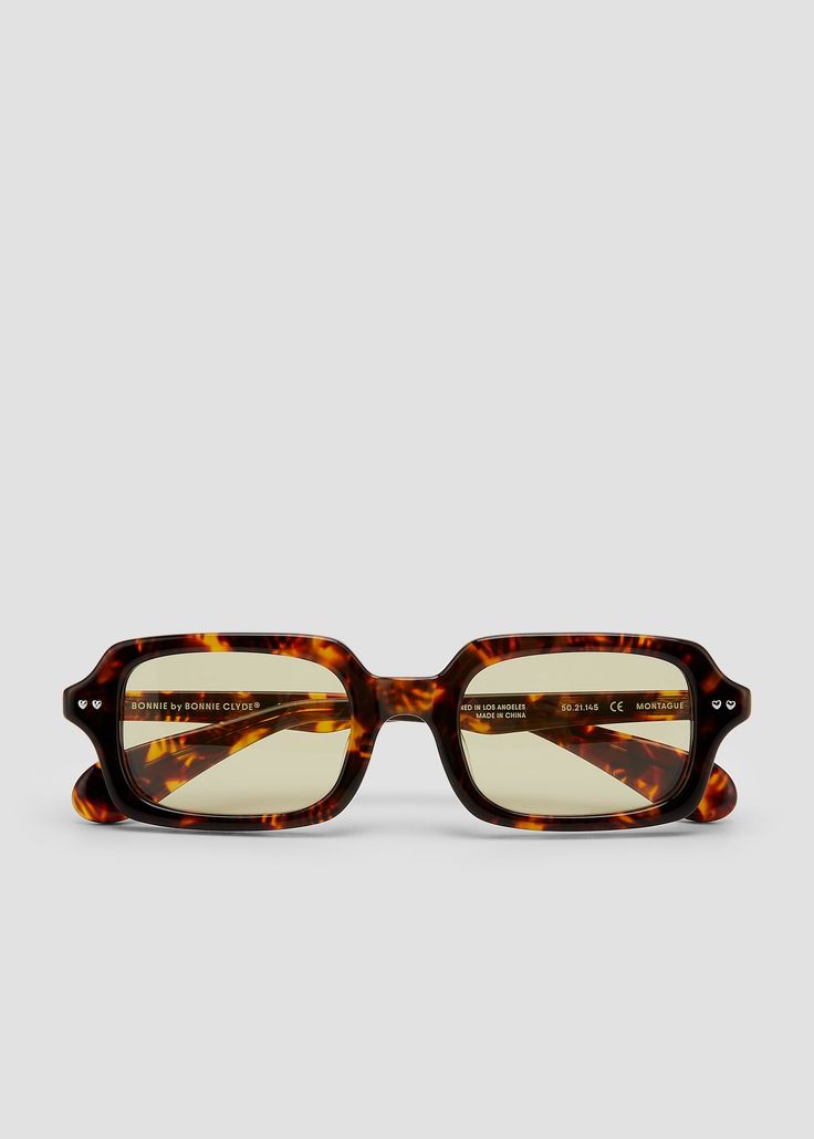 MONTAGUE Shade Glasses, Eye Wear, Trendy Sunglasses For Women, Tortoise Shell Aesthetic, Fashion Glasses, Rectangular Glasses, Cool Glasses Frames, Yellow Lens Glasses, Celine Tortoise Sunglasses