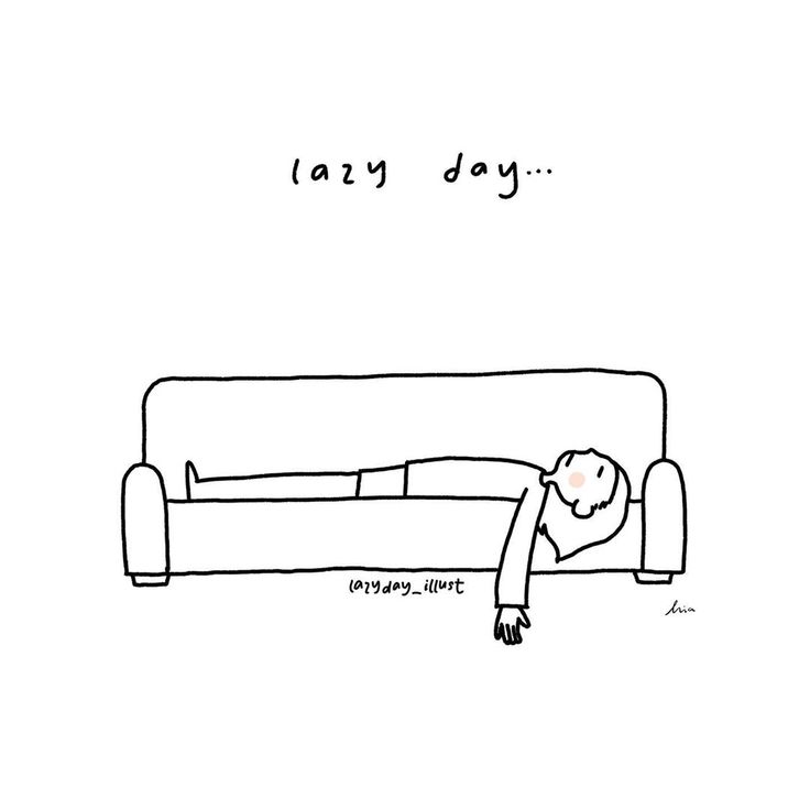 a drawing of a person laying on a couch with the words lazy day above them