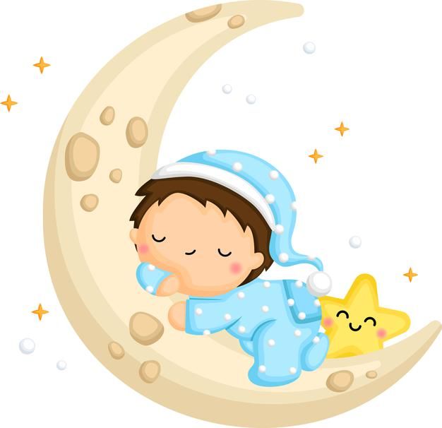 a baby is sleeping on the moon