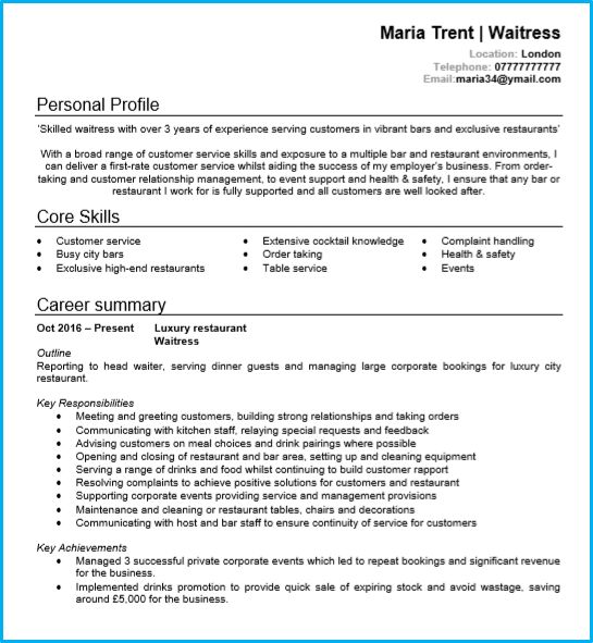 Waitress or Waiter CV example 2024 + guide & CV template Europass Cv, Cv Example, Writing A Cv, Bashar Assad, Job Cv, Simple Cv, It Cv, Business Analyst Resume, Teaching Resume