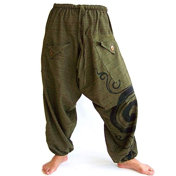 Amazon.com: Siamrose Boho Hippie Harem Pants, Baggy Pants Men Women, One Size, Green: Clothing Hippie Outfit Inspo, Hippie Men, Harem Pants Men, Pants Boho, Boho Men, Drop Crotch Pants, Pants Baggy, Harem Pants Women, Hippie Pants