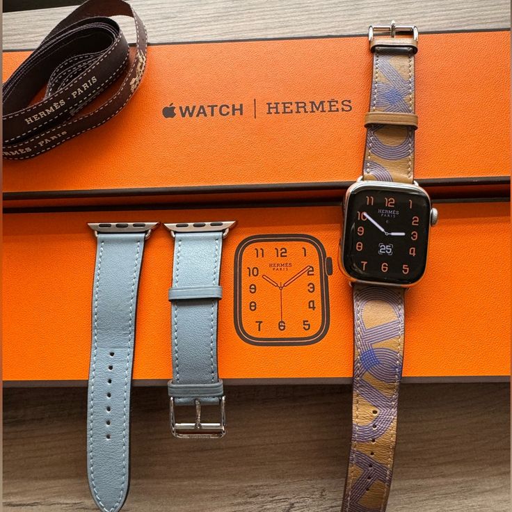 Authentic Herms Apple Watch - Series 7 - 41mm Includes: Apple Watch, 2 Sets Of Straps, Original Box In Great Condition. No Scratches On The Front Of The Watch. Some Light Scuffs On The Sides. Hermes Apple Watch, Outfits Timeless, Graduation Present, 2 Set, Apple Watch Series, The Watch, Blue Purple, Gift Guide, Apple Watch