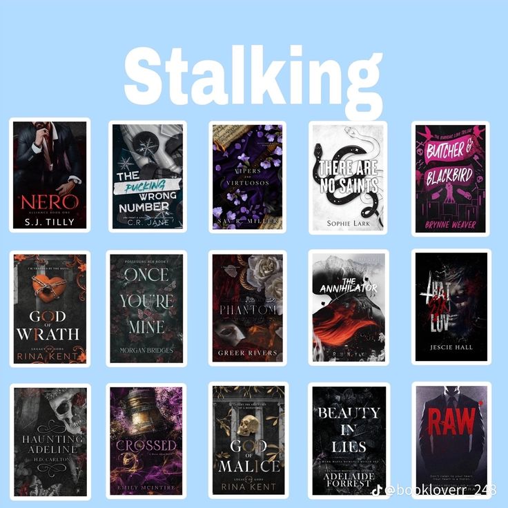 a collage of books with the title stalking