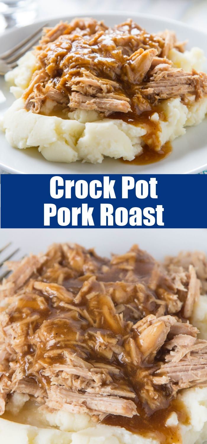 crock pot pork roast with mashed potatoes and gravy