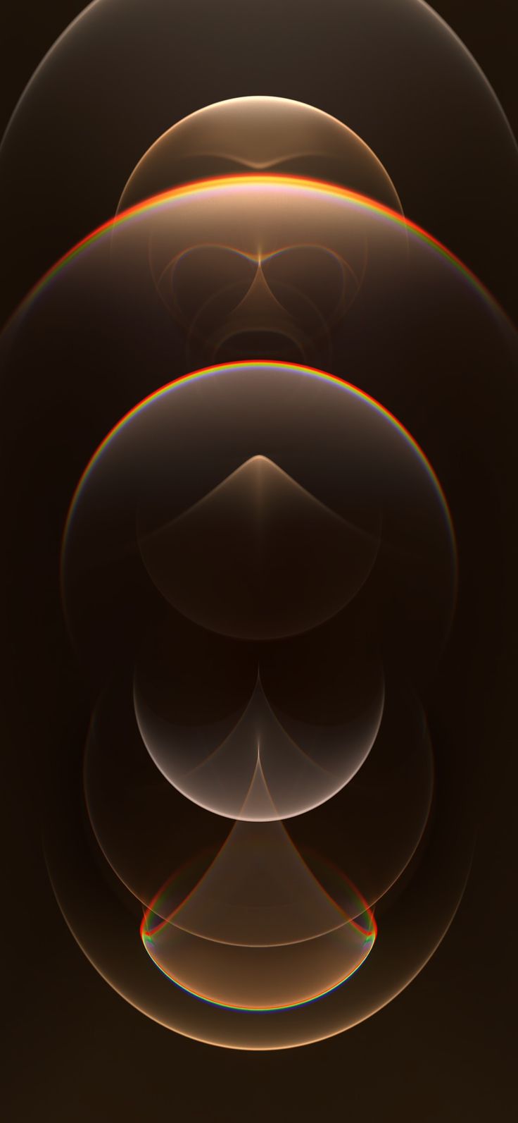 an abstract image with three circles in the middle and one circle at the bottom, on a black background