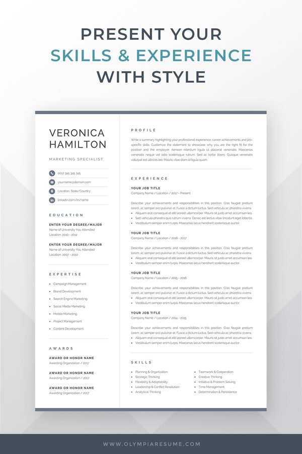 a professional resume template with blue accents