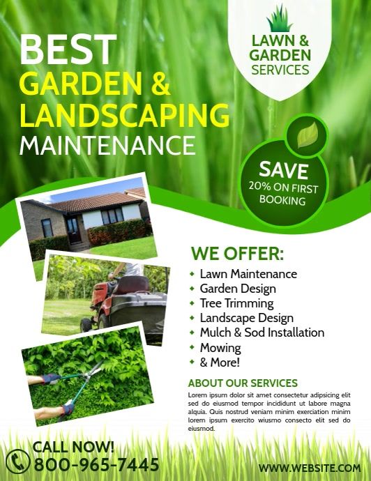 the flyer for best garden and landscaping maintenance