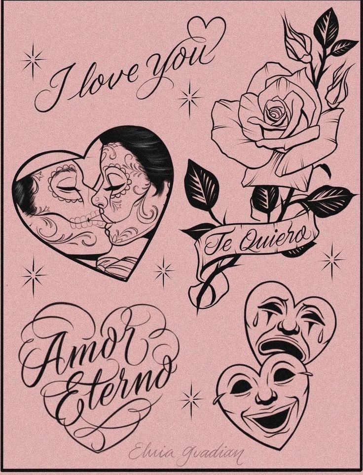 tattoos that say i love you and have two roses on each side, one with the word