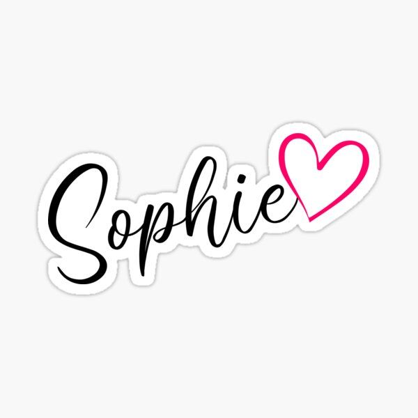 the word sophiie with two hearts sticker is shown in black and pink