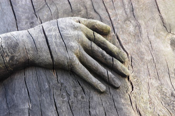 a hand that is on top of a piece of wood with it's fingers sticking out