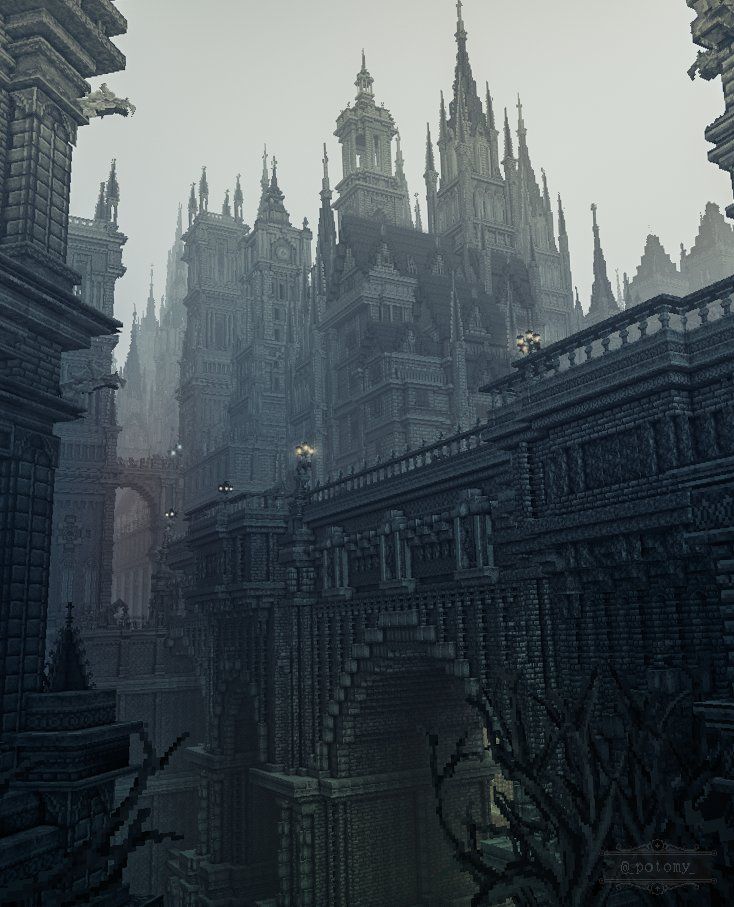 an image of a gothic castle in the fog