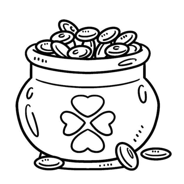 a pot full of coins with hearts on it