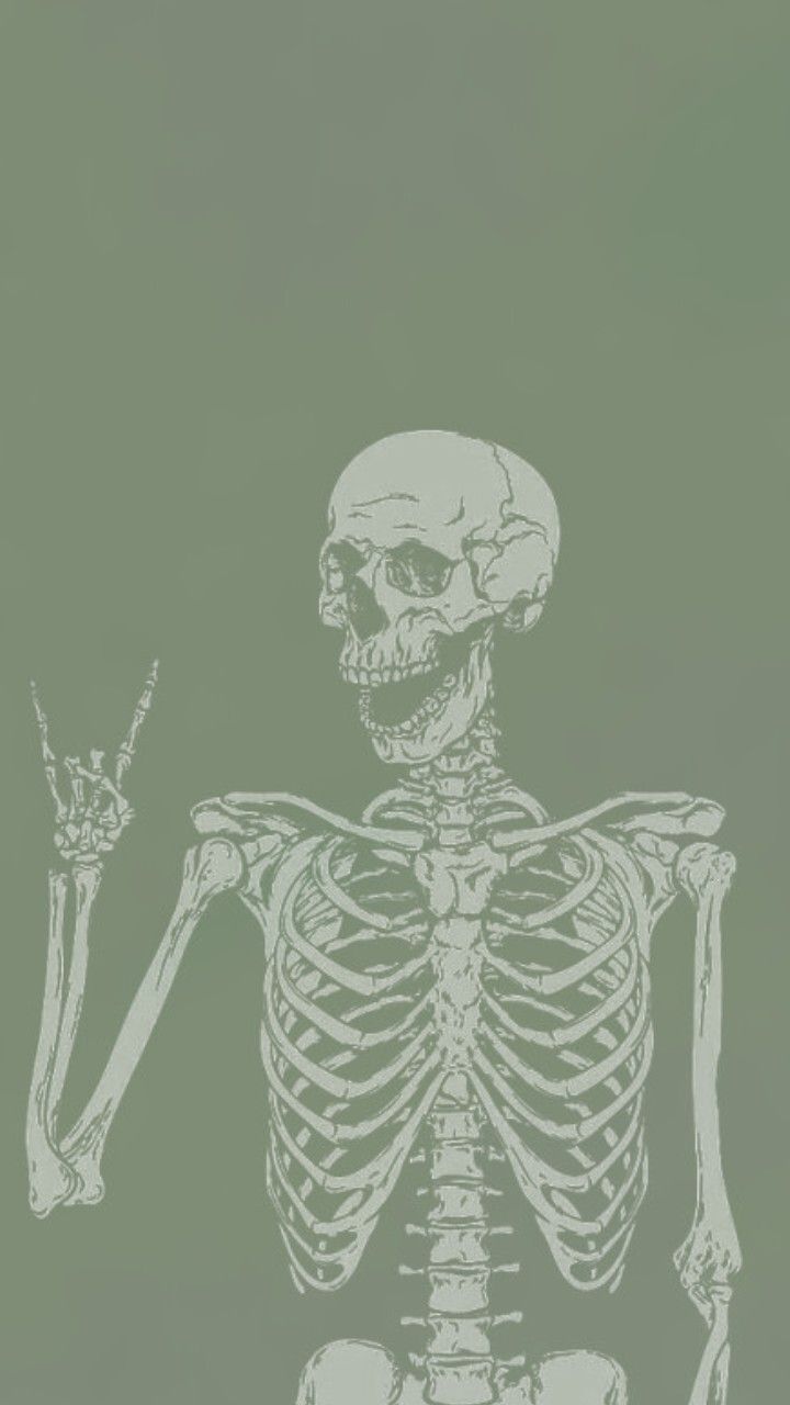 a drawing of a skeleton with two hands in it's right hand and one arm extended