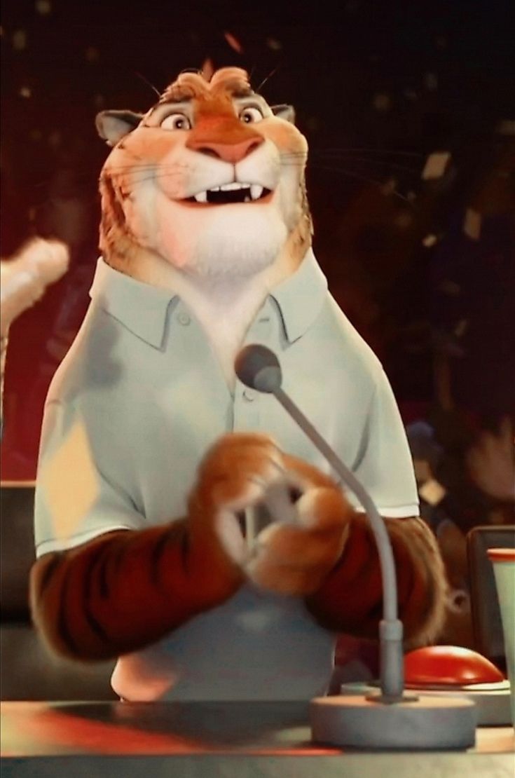 a cartoon cat is speaking into a microphone