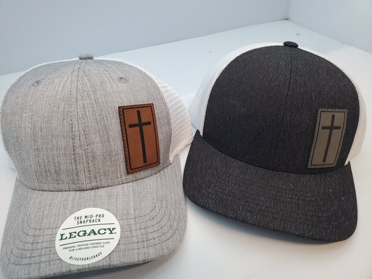 Celebrate spreading the word by wearing this awesome leather Cross Patch hat Laser Engraved leather patch on the perfect stylish ball cap is sure to make you the envy of all. Hats are Pacific Headwear and  are very similar to Richardson hats. We have 2 options for the hat colors and Patch colors.  Please make sure to select your choice. Patches are a leather like material. Now being shipped in Cardboard box to decrease any chance of damage This is not a custom product, if you would like a custom Patch please contact us. Hats are one size fit all.  Back is plastic snap sizing. Hats are mid profile, structured Hats. We do have other hat choices if you prefer a unstructured hat that fits the contour of your head more.  Contact us for other options. Leather Patch Hat Women, Leather Patch Hat Design, Leather Cross, Leather Patch Ideas, Leather Hat Patch Ideas, Leather Patch Hat Ideas, Leather Hat Patch, Hat Patch Ideas, Leather Patch Hat