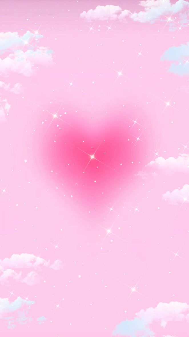 pink heart background with sparkles and clouds Cute Pink Lockscreen, Pink Apple Watch Wallpaper, Kawaii Phone Wallpaper, Kawaii Astetic, Dark Pink Wallpaper, Aesthetic Wallpapers Iphone, Pink Wallpaper Ipad, Iphone Wallpaper Aesthetic, M Wallpaper