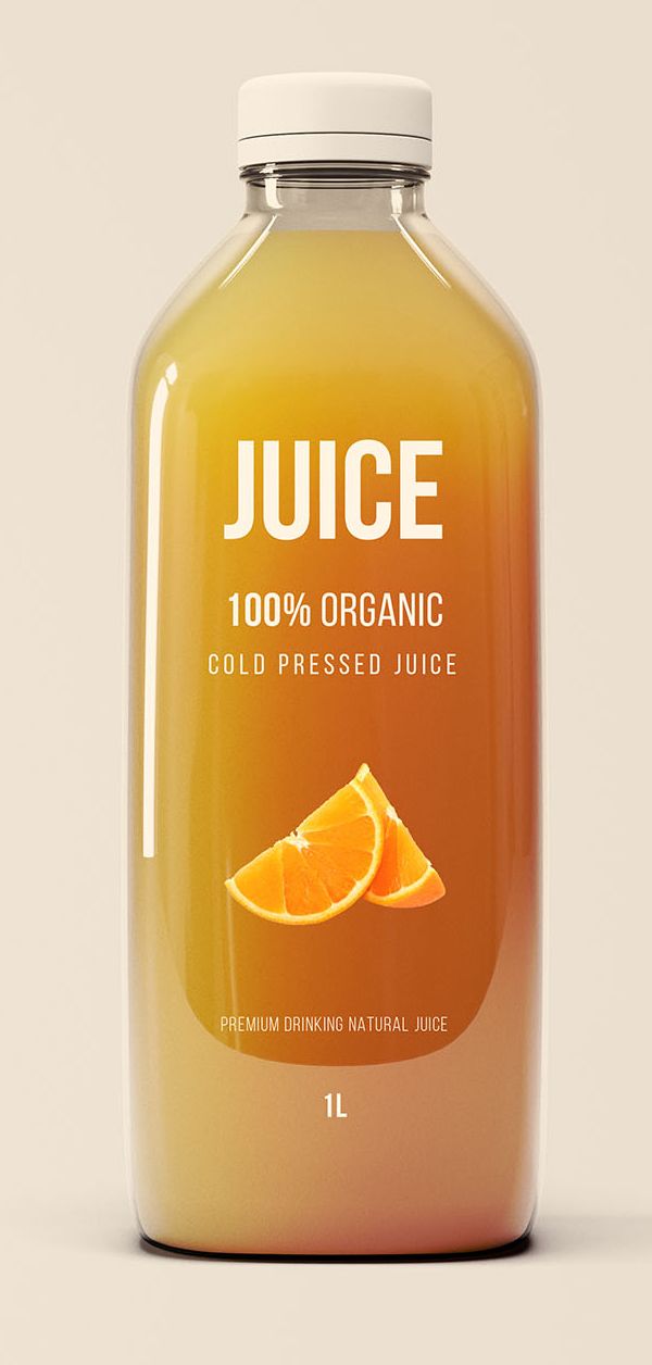 a bottle of juice with orange slices on it