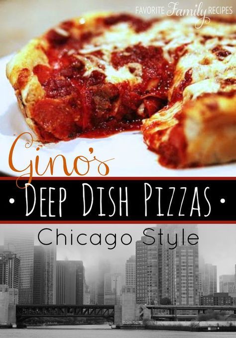 chicago style deep dish pizza on a plate with the city skyline in the back ground