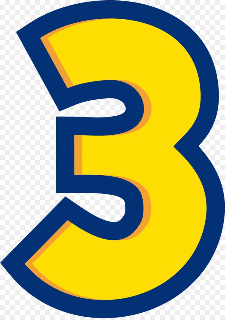 the number three is shown in blue and yellow