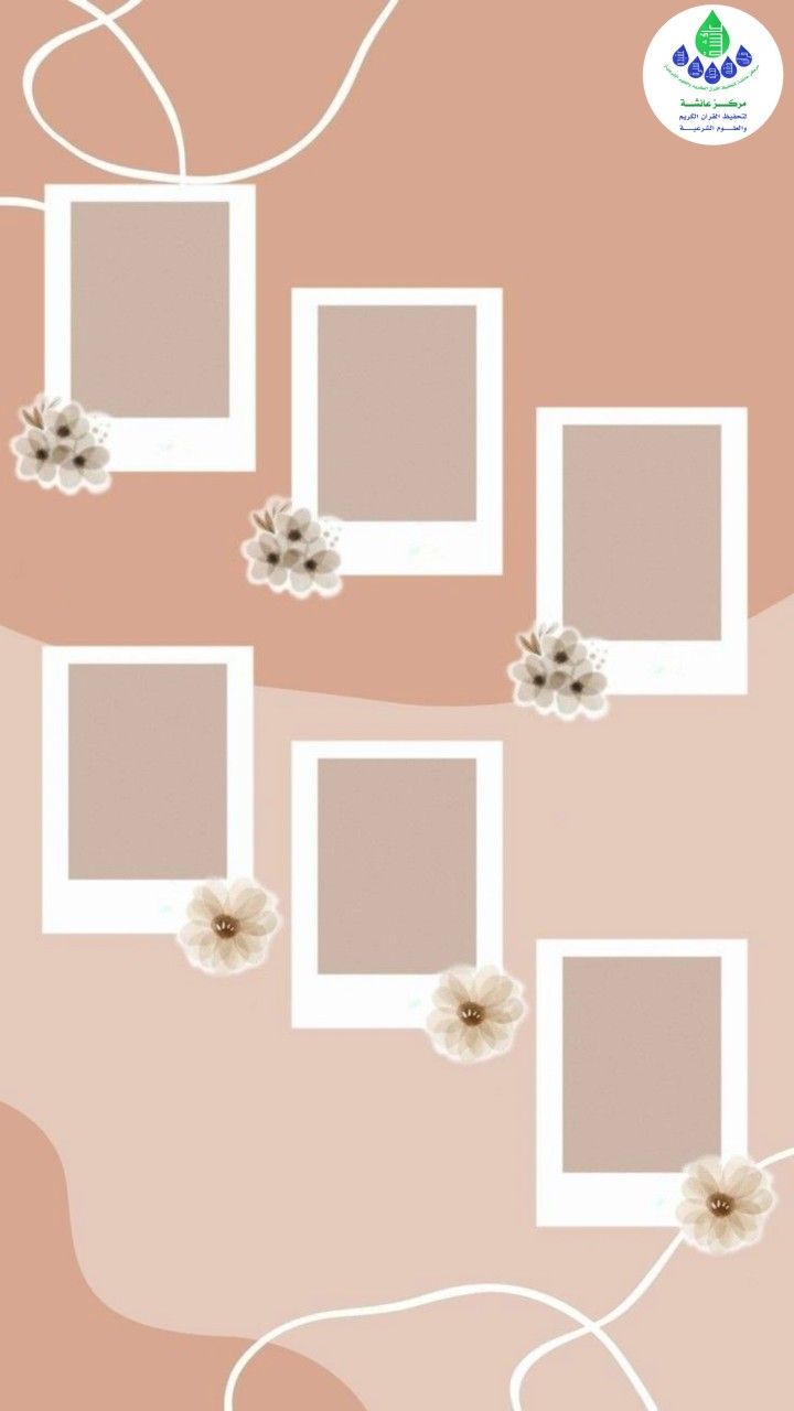 four frames with flowers are hanging on the wall in front of an abstract background that is pink and white