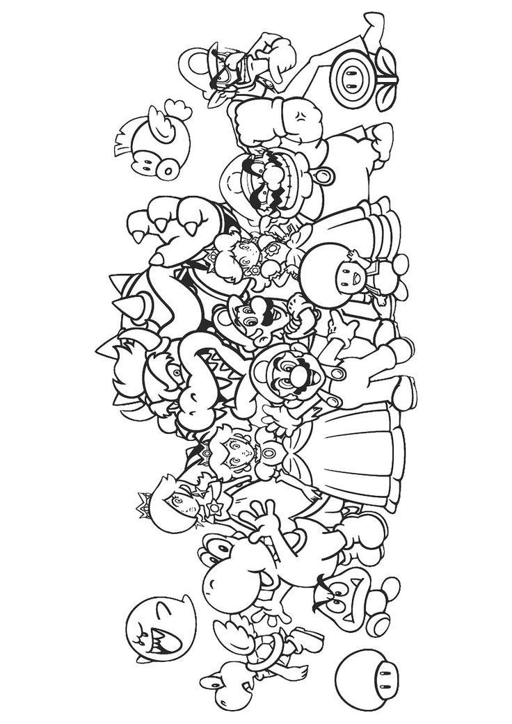 an image of mario and friends coloring pages