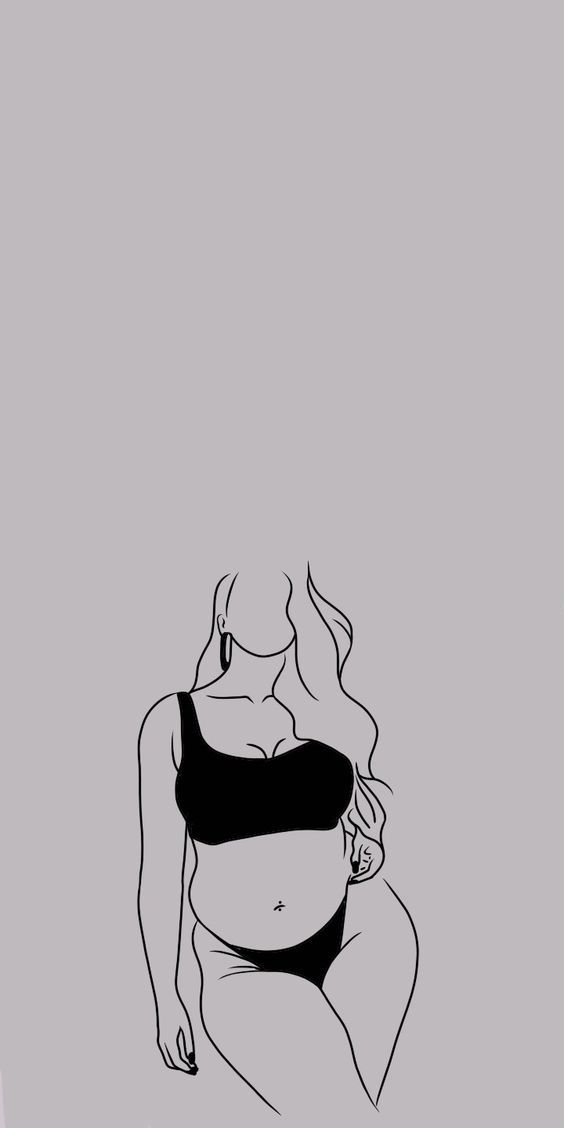 Outline Tattoo Woman, Outline Art Aesthetic, Fuffologist Art Woman, Girl Body Outline Art, Women Body Outline Drawing, Curvy Body Line Art, Body Positive Drawing, Body Outline Drawing, Body Positive Line Art