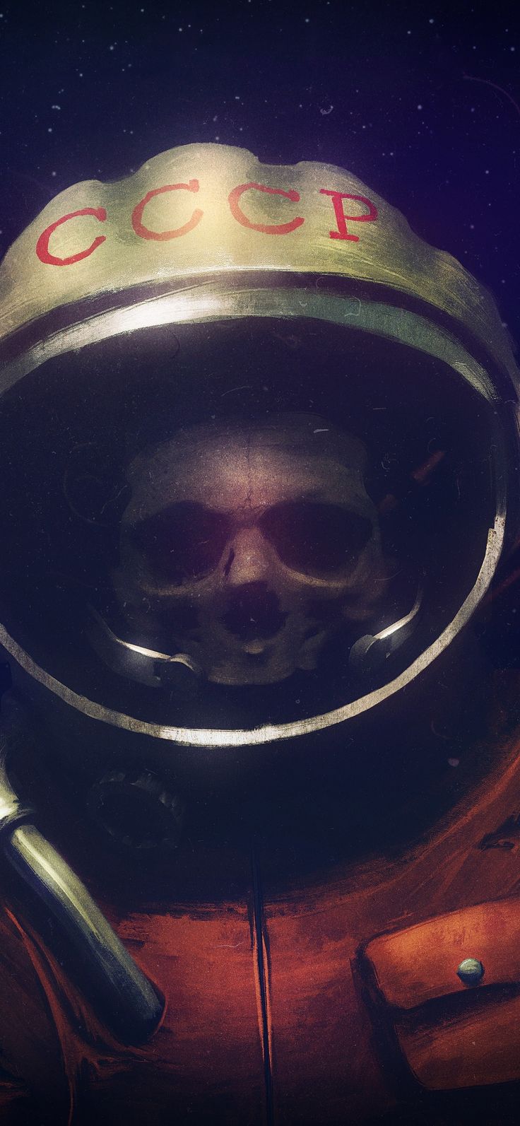 a skull in a space suit with the word cc cop on it's side